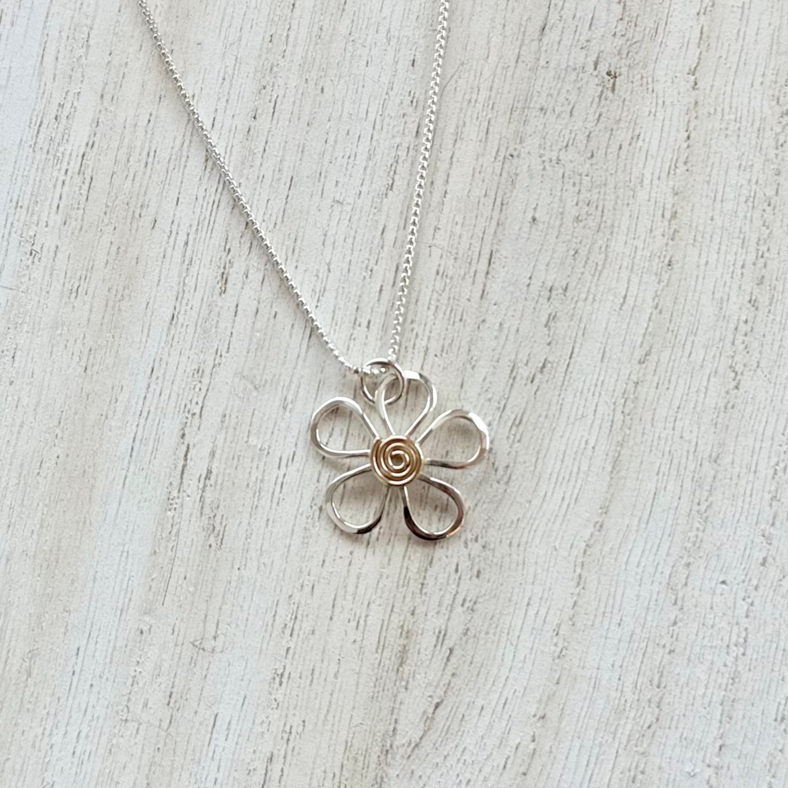 Metal flower necklace sales