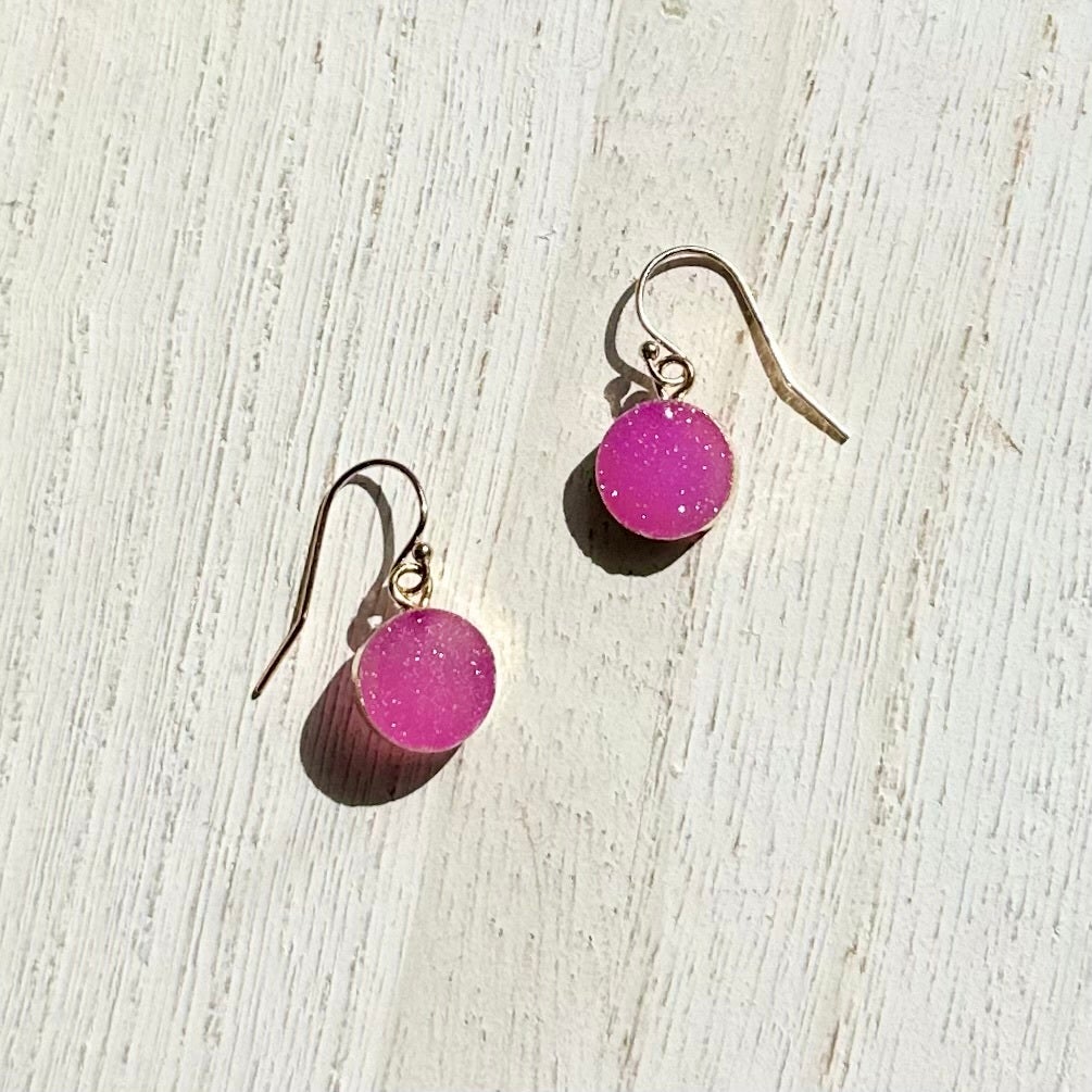 Pink druzy earrings sale