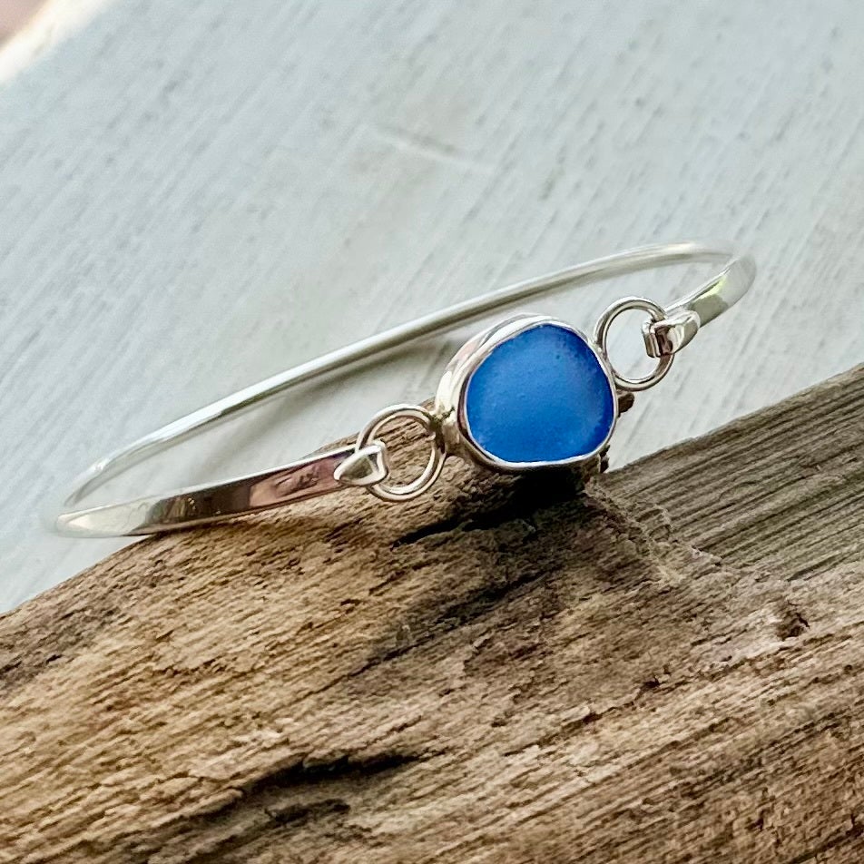 Sea Glass Bezel Bangle Cornflower Valerie s Gallery
